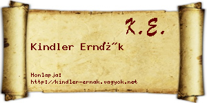 Kindler Ernák névjegykártya